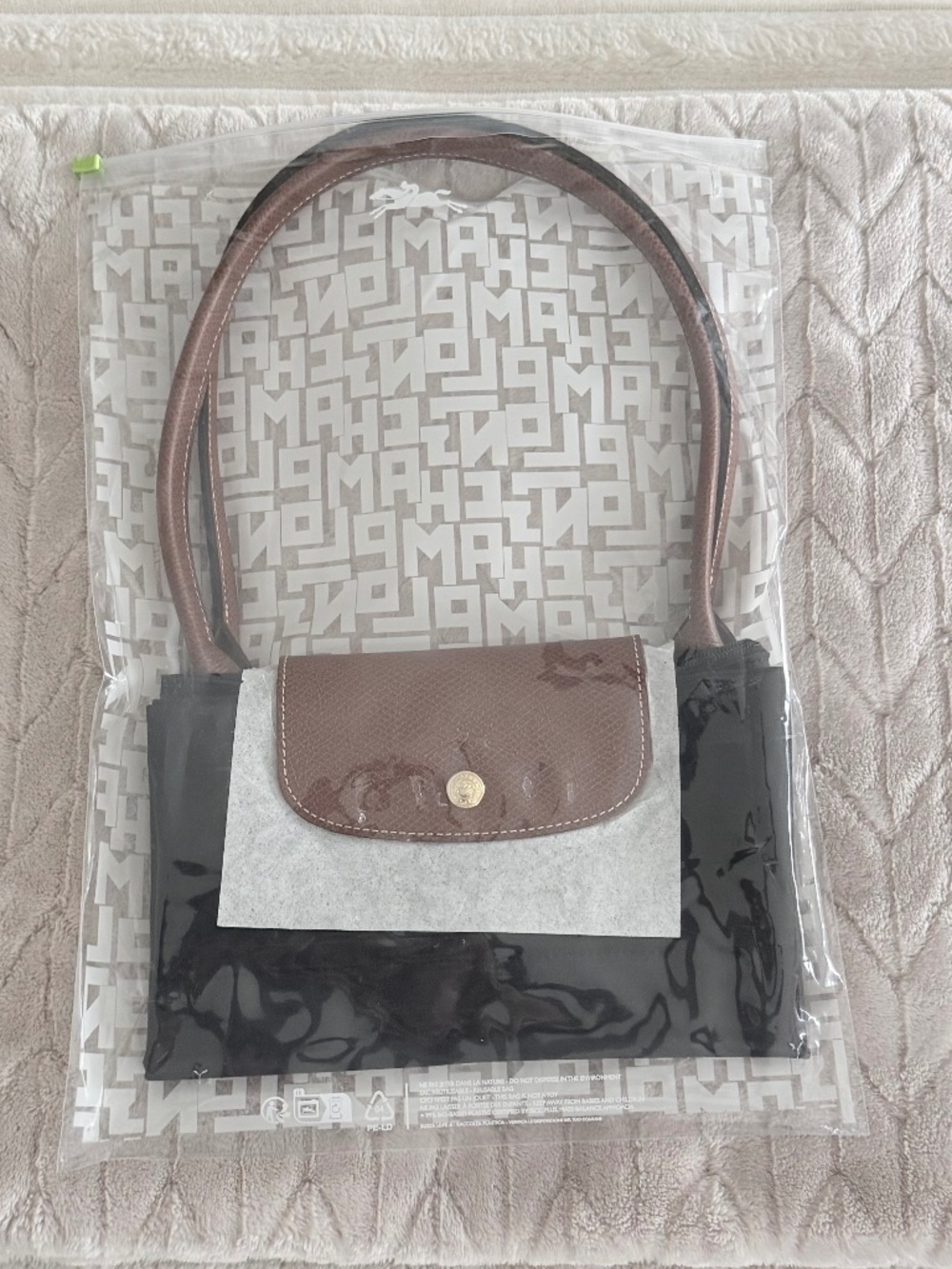 Longchamp Black Le Pliage Large Nylon Shoulder Tote - Brand New